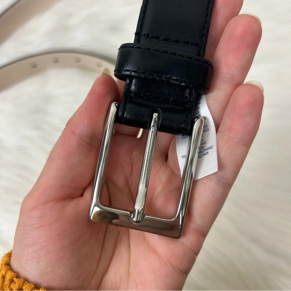 Lands’ End Men’s Black Leather Belt Size 48